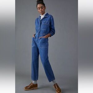 Anthropologie Mare Mare Aya Denim Utility Jumpsuit Small Relaxed Fit Long Sleeve